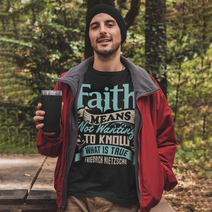 Anti-Faith Nietzsche Meme | Reason, Science Based | Godless, Heathen Socialist Atheist Graphic Art T-Shirt