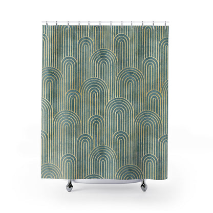 Art Deco Gatsby Shower Curtain Sage Green & Gold