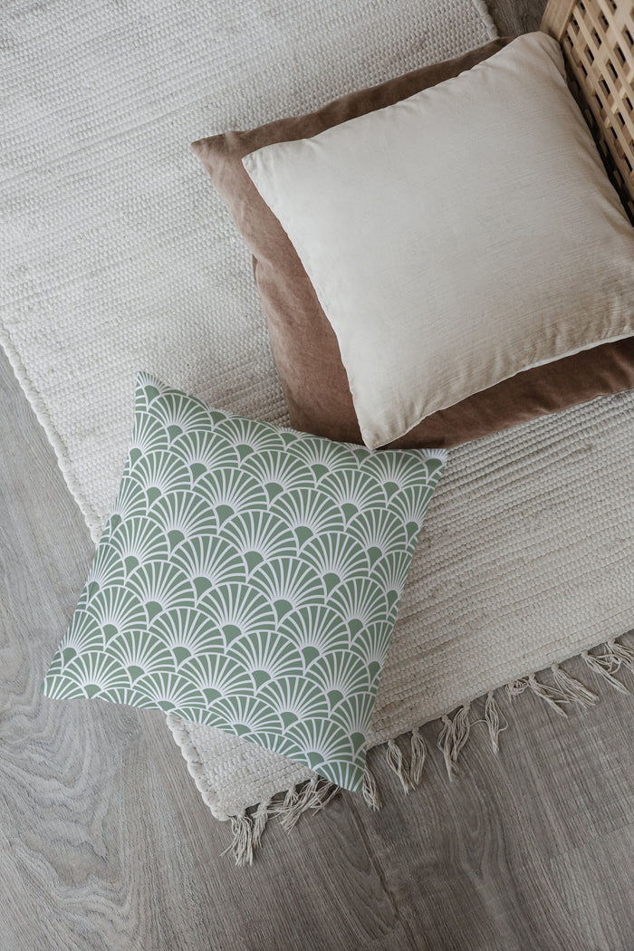 Art Deco Outdoor Pillows Sage Green