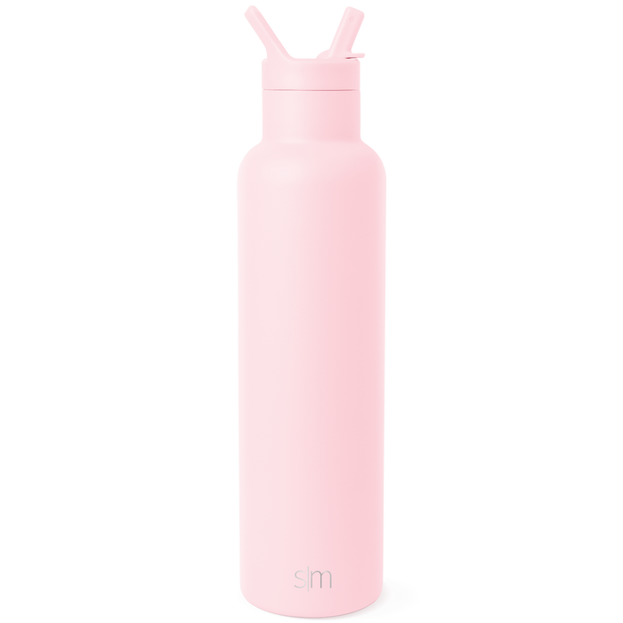 Pale pink SM water bottle displayed against white background