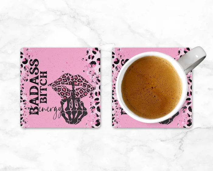 Badass Bitch Energy | Square Coaster Set