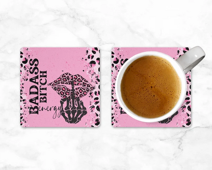 Badass Bitch Energy | Square Coaster Set
