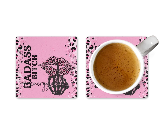 Badass Bitch Energy | Square Coaster Set