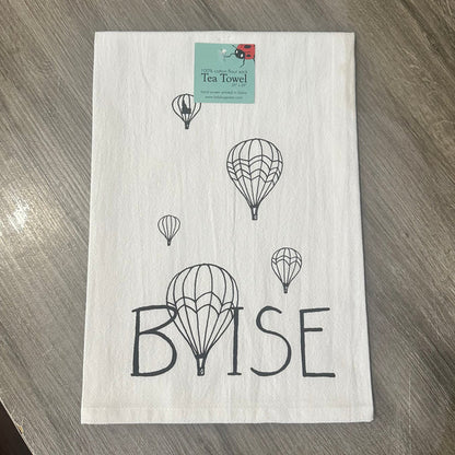 Balloons Over Boise Tea Towel, Screen Printed flour sack towel