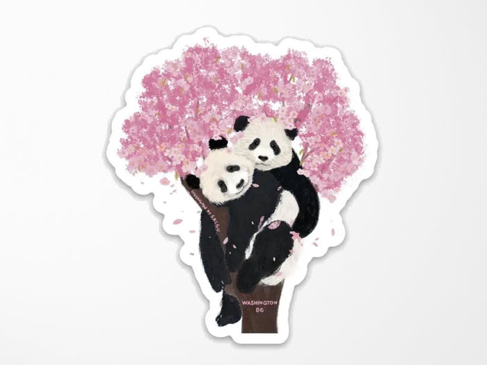 Bao Li and Qing Bao with Cherry Blossoms Vinyl Sticker