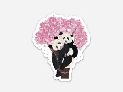 Bao Li and Qing Bao with Cherry Blossoms Vinyl Sticker