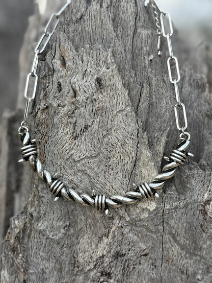 Barbed Wire Paperclip Chain Necklace