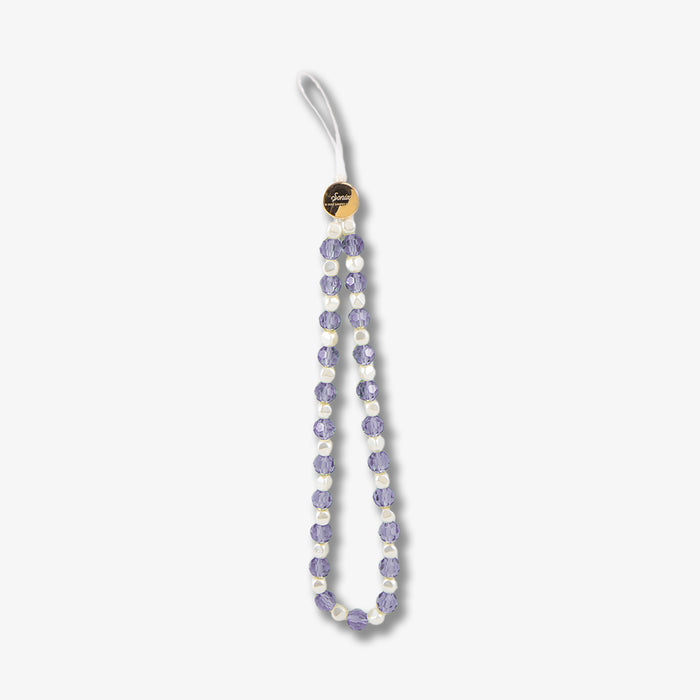 Beaded Phone Charm - Purple White
