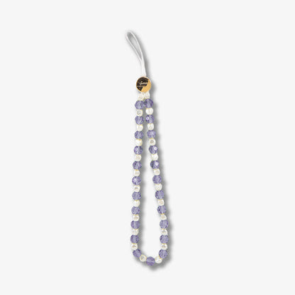 Beaded Phone Charm - Purple White