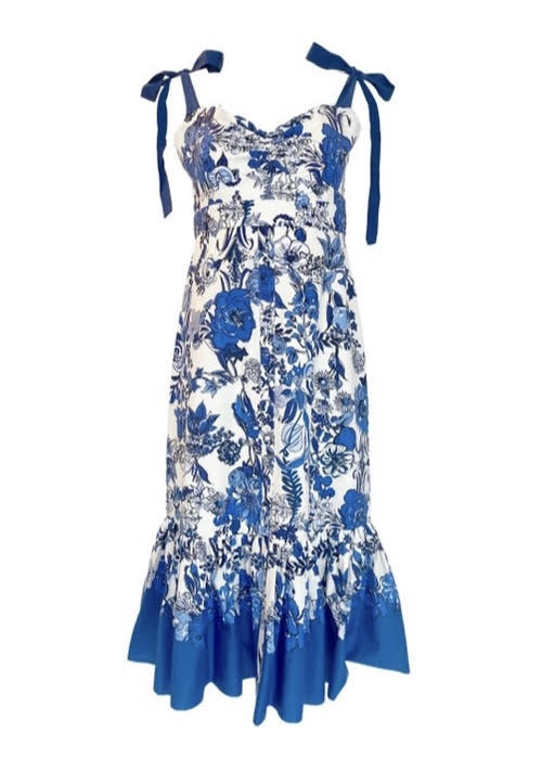 Belvedere Dress (Flower Grid Blue)