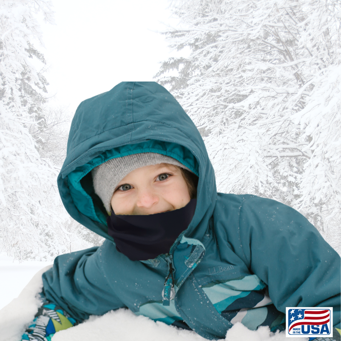 Look good and protect your neck and face from the cold and wind with a Neck Gaiter made in the USA by AdventureUs in Washburn Wisconsin. Made with high quality, pill-resistant Polartec® 200 Series fleece to keep adults and children warm and dry during cold weather and winter adventures. Neck warmers are a must-have addition to your cold weather layers.