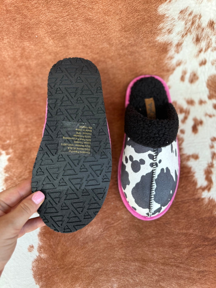 Black Pink Cow Print Slippers6