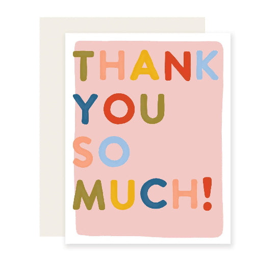 Slightly Stationery Single Block Letter Thank You | Colorful Thank You Card