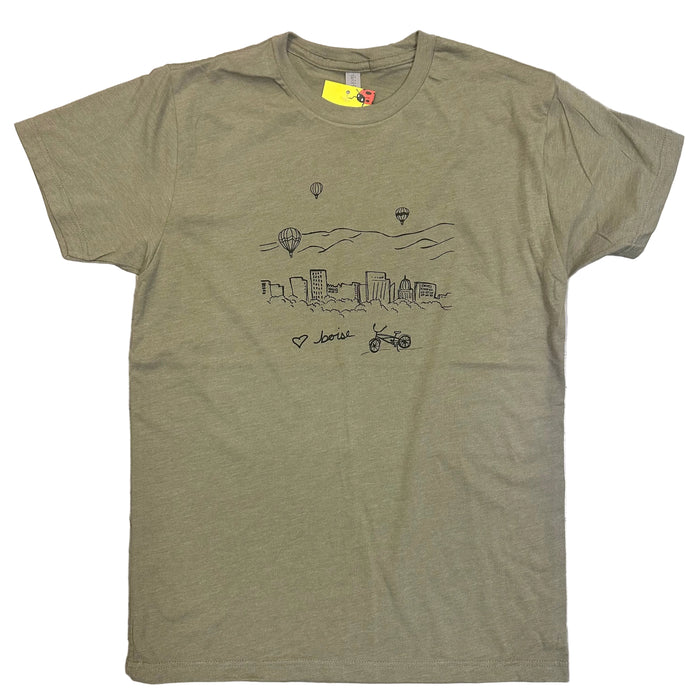 Boise Skyline with Balloons T-shirt, Eco Friendly Water based Inks