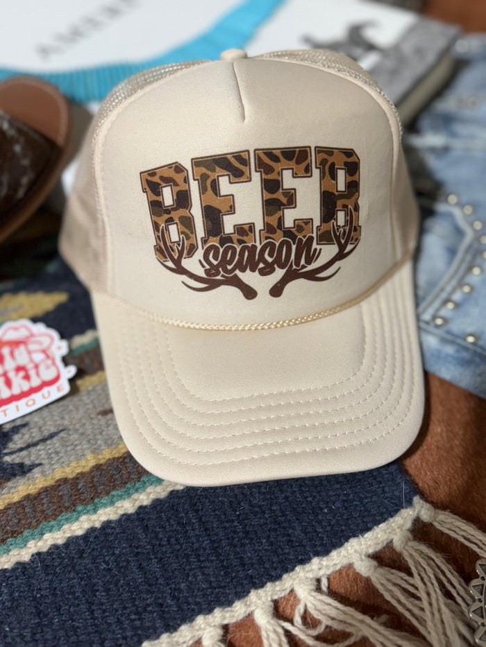 Camo Print Beer Season Trucker HatKhaki