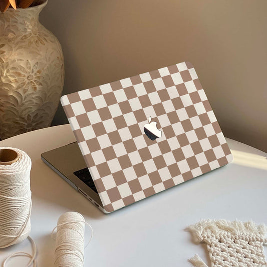 Checkerboard Art | Macbook Case - Brown