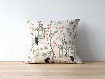 Chinoiserie Cotton Pillows Blush Pagoda