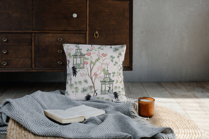 Chinoiserie Cotton Pillows Blush Pagoda