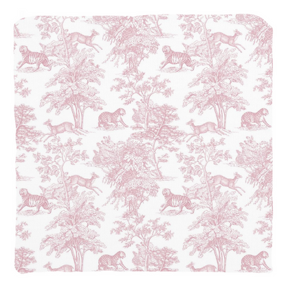 Chinoiserie Tiger Jungle Cotton Pillows Pink Toile de Jouy