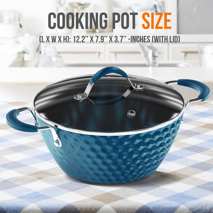 Cooking Pot With Lid - Stylish Kitchen Cookware With Elegant Diamond Pattern, Non-Stick, 2.1 Quart (Works With Model: Nccw11Bd)