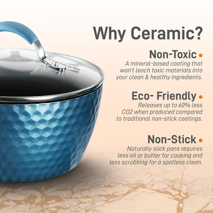 Cooking Pot With Lid - Stylish Kitchen Cookware With Elegant Diamond Pattern, Non-Stick, 2.1 Quart (Works With Model: Nccw11Bd)