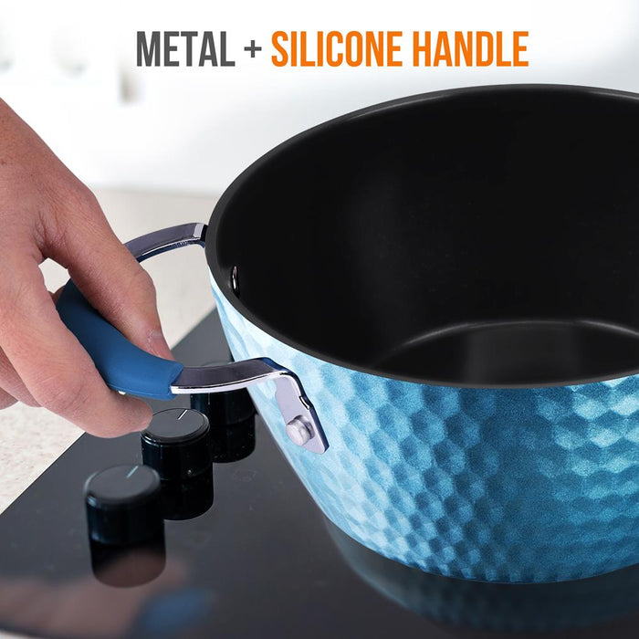 Cooking Pot With Lid - Stylish Kitchen Cookware With Elegant Diamond Pattern, Non-Stick, 2.1 Quart (Works With Model: Nccw11Bd)