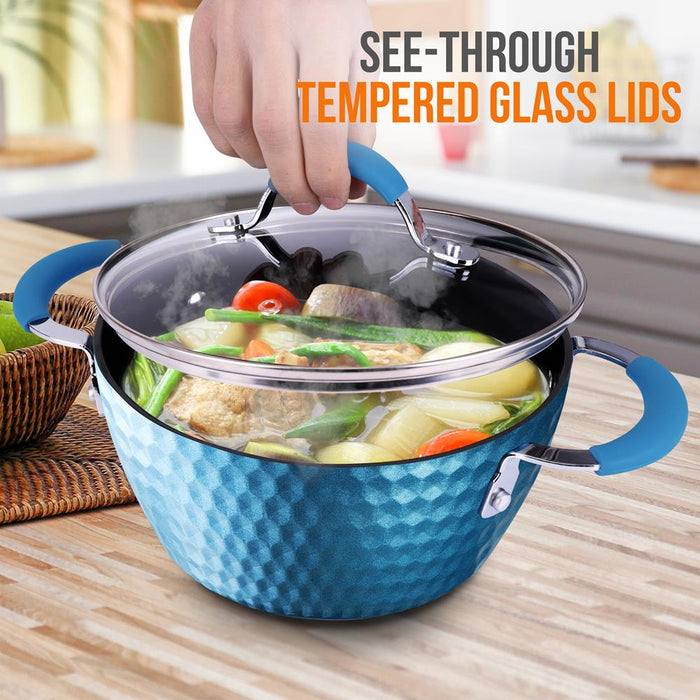 Cooking Pot With Lid - Stylish Kitchen Cookware With Elegant Diamond Pattern, Non-Stick, 2.1 Quart (Works With Model: Nccw11Bd)