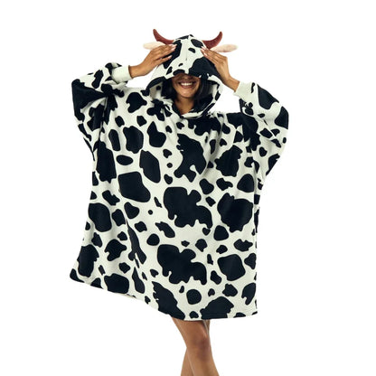 Cow - White Oversized Wearable Hoodie