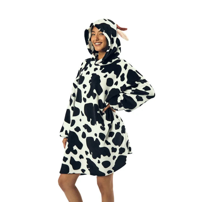 Cow - White Oversized Wearable Hoodie