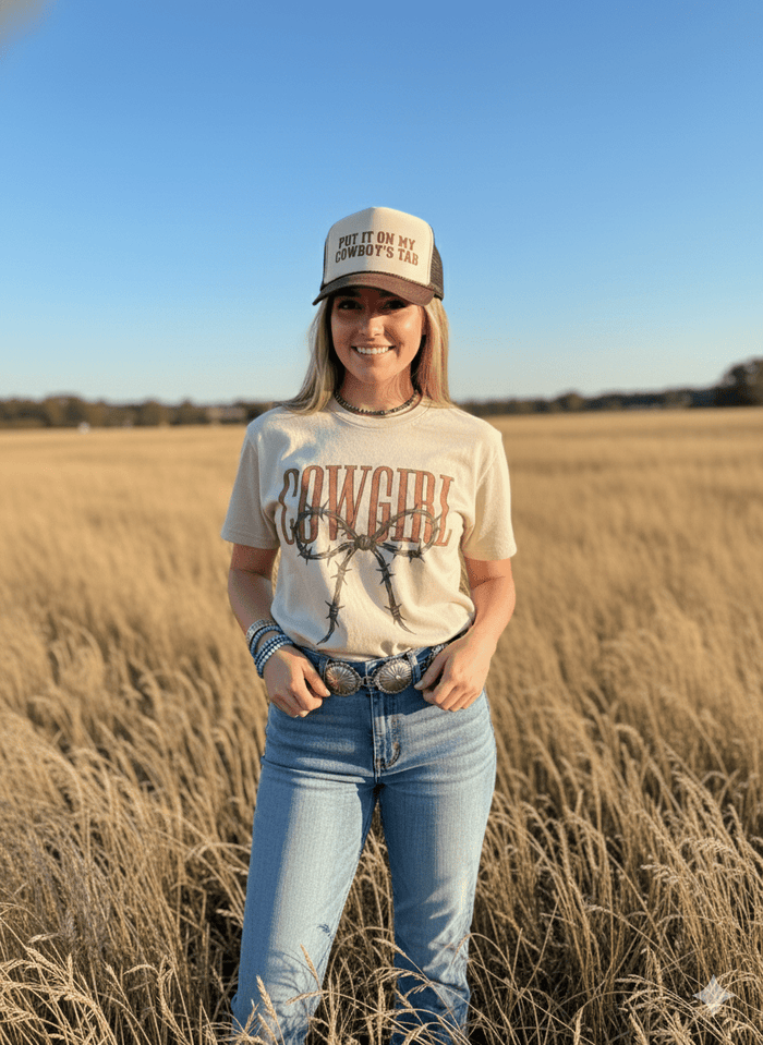 Cowgirl Barbed Wire Bow Graphic TeeCementS