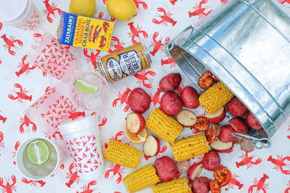 Two Funny Girls Crawfish/Lobster Boil Wax-Backed Paper Table Cover