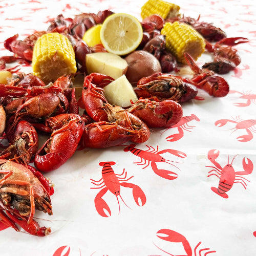 Two Funny Girls Crawfish/Lobster Boil Wax-Backed Paper Table Cover