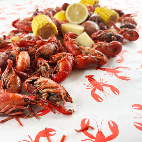 Two Funny Girls Crawfish/Lobster Boil Wax-Backed Paper Table Cover