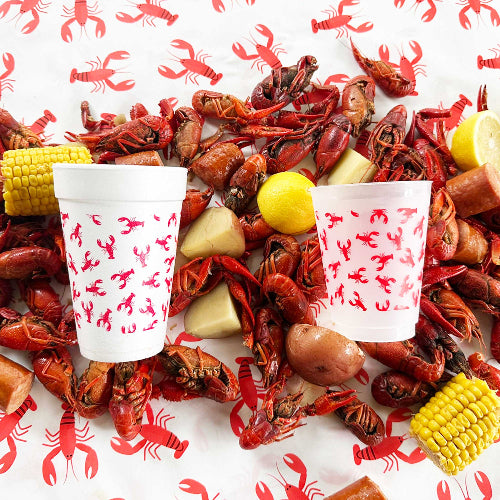 Two Funny Girls Crawfish/Lobster Boil Wax-Backed Paper Table Cover