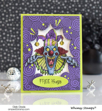Creepy Clown Sleep Tight Rubber Cling Stamp - Whimsy Stamps