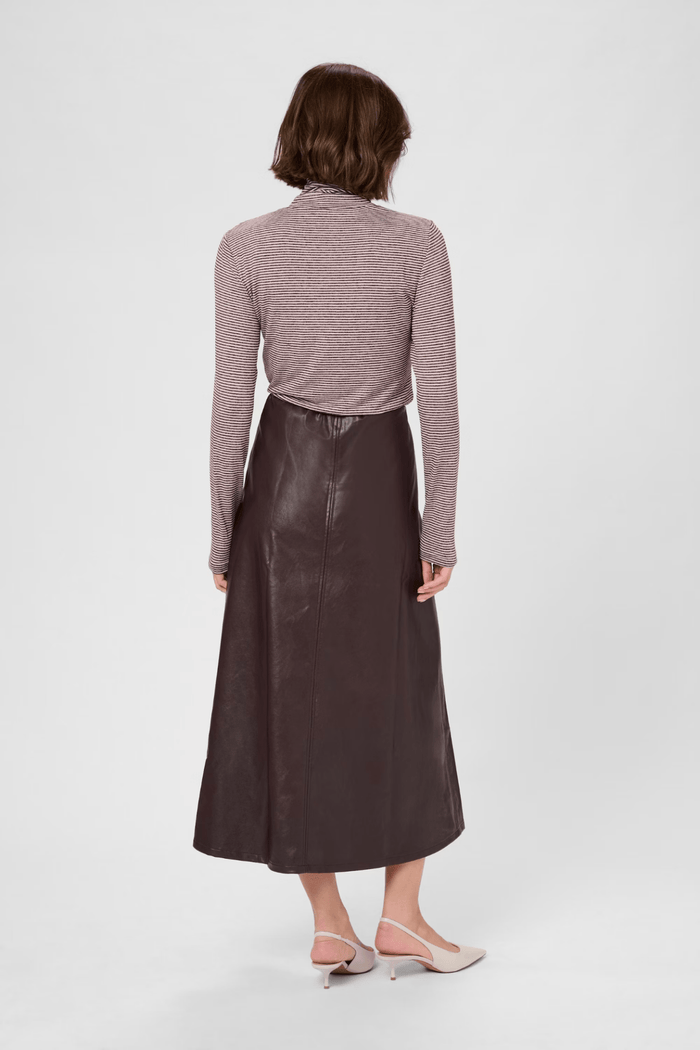 Culture 50112295 CUlilli PU Leather Look A - Line Midi Skirt - Dotique - Culture