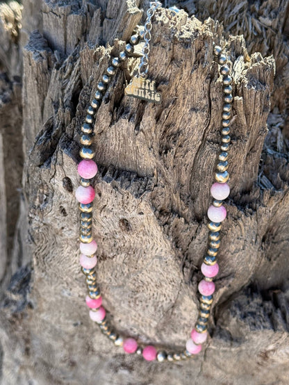 Desert Rose Pink Conch Beaded Necklace