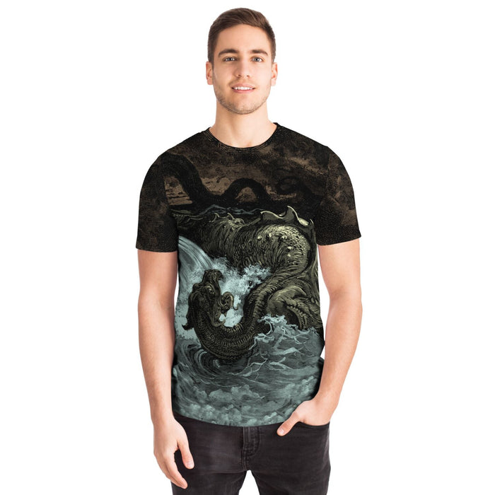 Destruction of Leviathan | Sea Monster, Dragon, Sea Serpent, Gustave Dore Demonic Vintage Graphic Art T-Shirt
