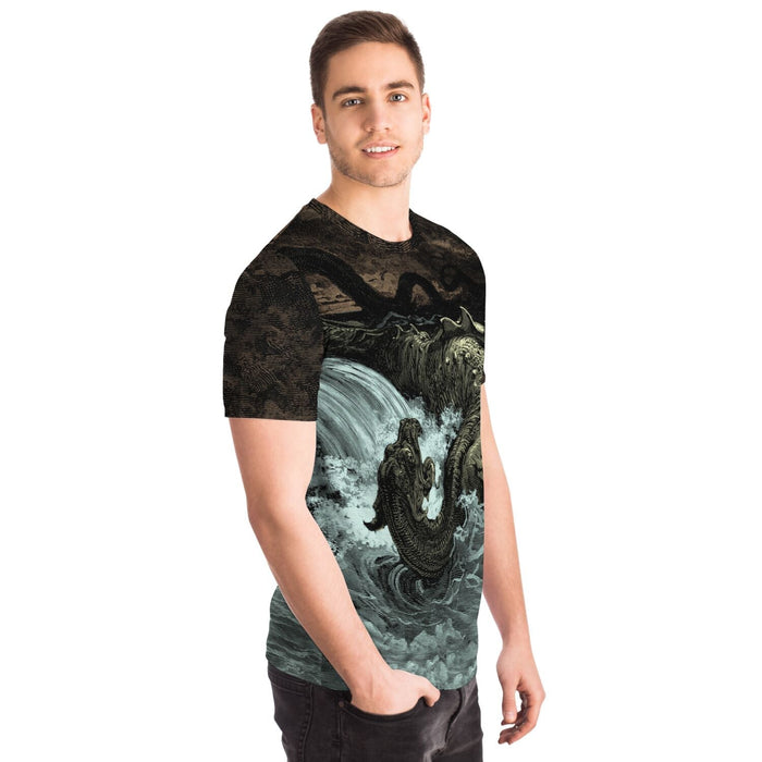 Destruction of Leviathan | Sea Monster, Dragon, Sea Serpent, Gustave Dore Demonic Vintage Graphic Art T-Shirt