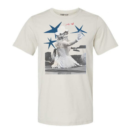 Dolly Parton - All American Dolly Off White Thrifted Distressed Tee T-shirt