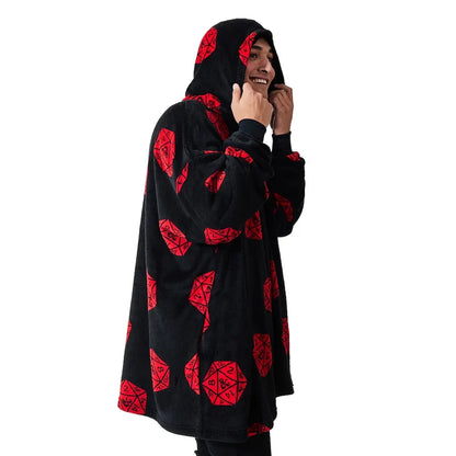 Dungeons & Dragons D20 Dice Black Sherpa-Lined Wearable Oversize Hoodie