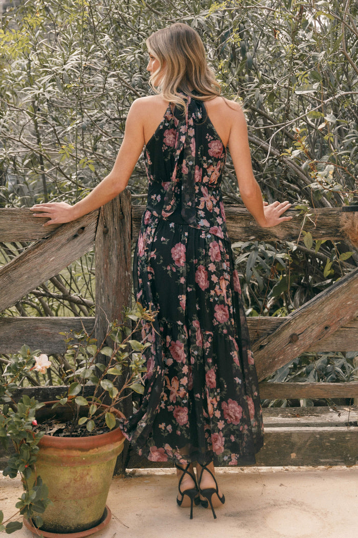 Petal and Pup USA DRESSES Eden Maxi Dress - Black Floral
