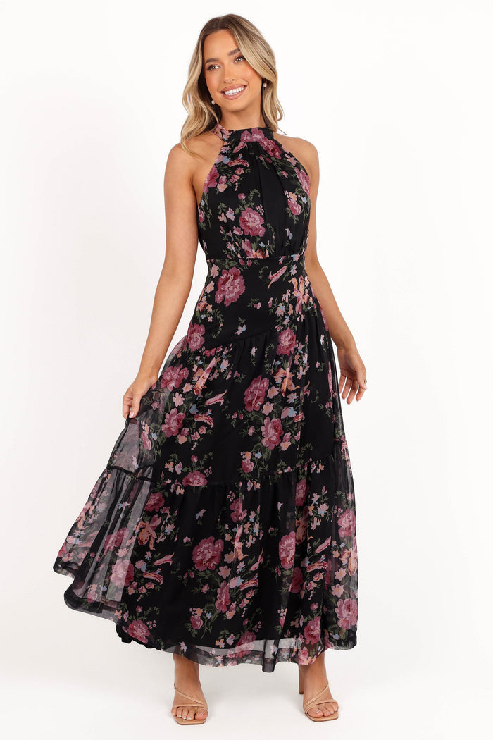 Petal and Pup USA DRESSES Eden Maxi Dress - Black Floral
