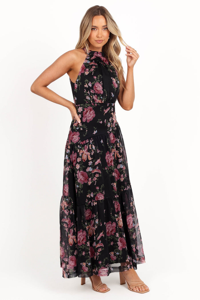 Petal and Pup USA DRESSES Eden Maxi Dress - Black Floral