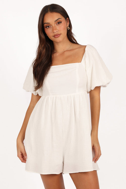 Petal and Pup USA PLAYSUITS Elise Romper - White