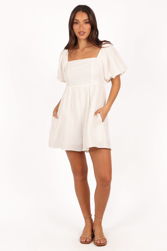 Petal and Pup USA PLAYSUITS Elise Romper - White