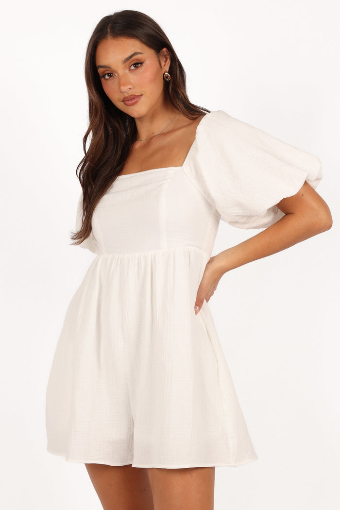 Petal and Pup USA PLAYSUITS Elise Romper - White