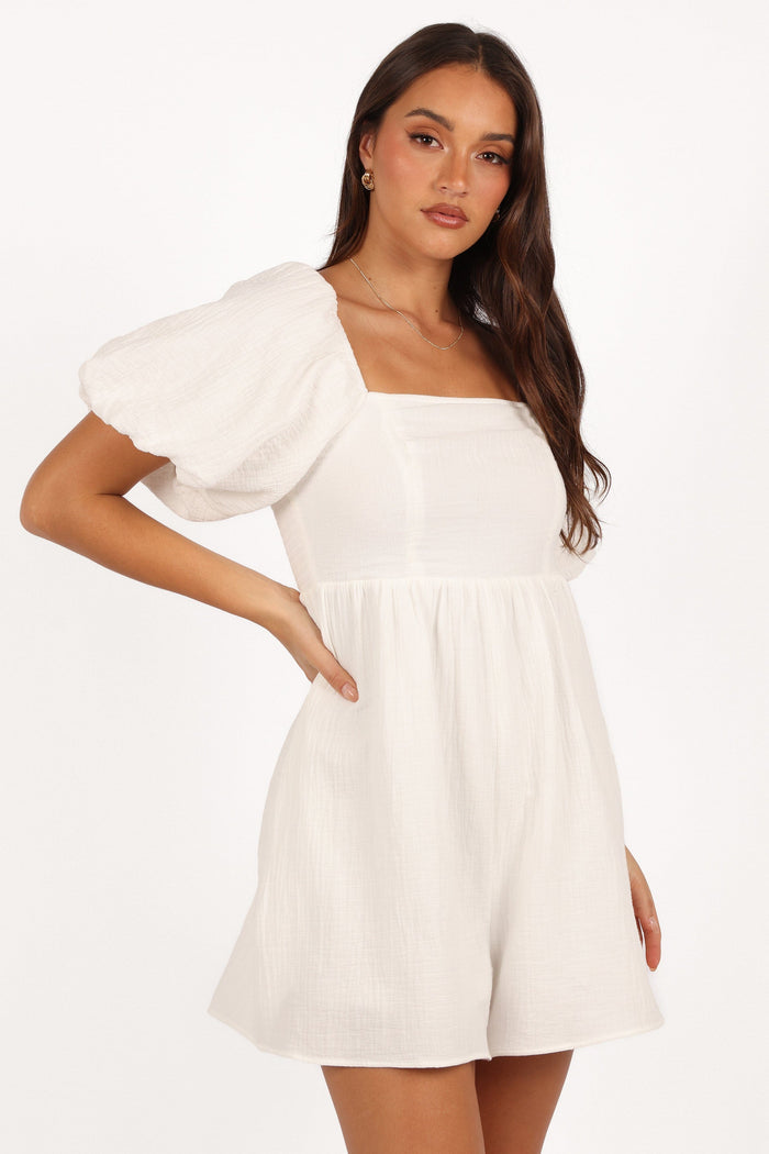 Petal and Pup USA PLAYSUITS Elise Romper - White
