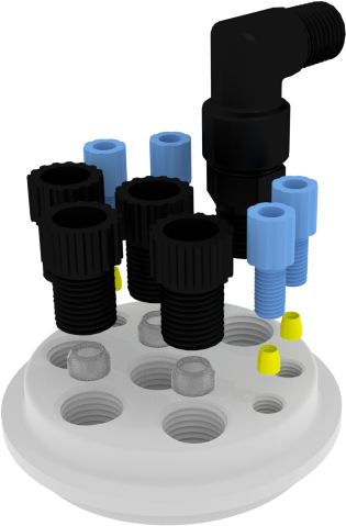 EZWaste® HD, VersaCap® 83B , 4 ports for 1/8" OD Tubing, 4 port for 1/4" OD Tubing - SolventWaste.com