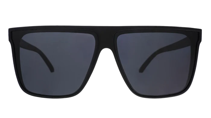 &nbsp;Black wide-fit, oversized flat-top sunglasses with black non-reflective lenses.

These amazing shades are the real deal. Super-stylish &amp; perfect for all your adventures!&nbsp; Be the envy of your friends this summer season!&nbsp;

Great sunglasses for kids (~7 years &amp; up) and adults.

POLARIZED: Glare reducing, polarized lenses with UV400 protection against UVA/UVB rays
NO Slip: Special grip coating eliminates slippage while sweating
NO Bounce: